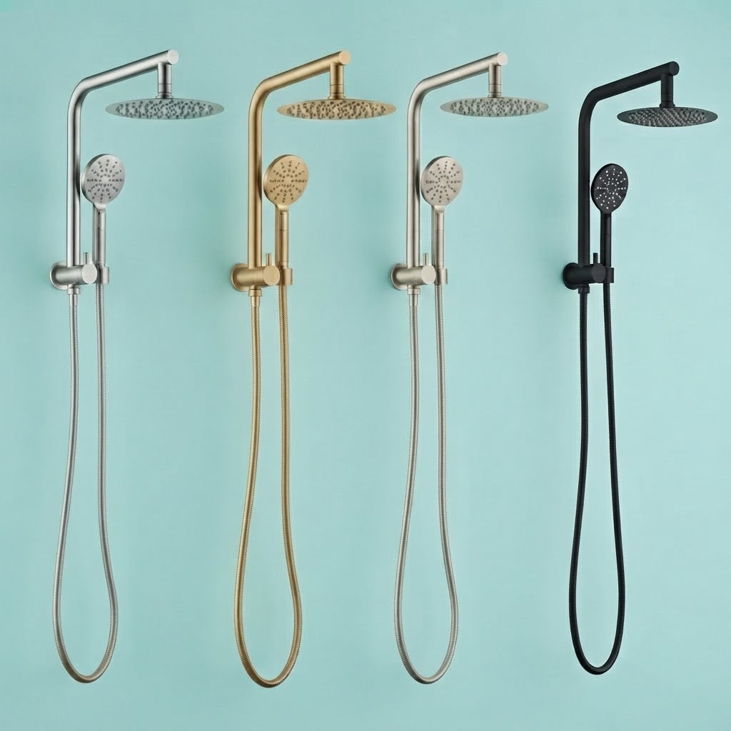 Round Multi‑Function Twin Half Rail Shower (Bottom Inlet)