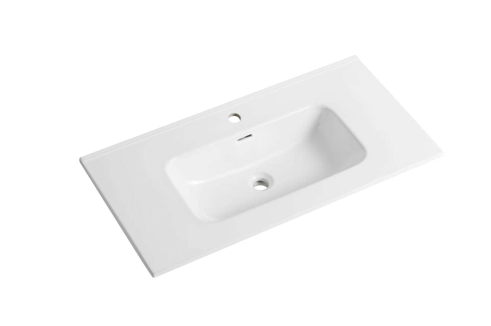 Floor Standing Minimalist Two Pack Vanity with Ceramic Top