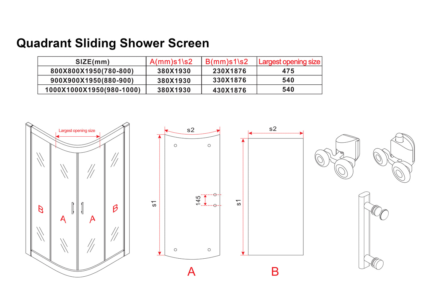 Quadrant Sliding Shower Screen