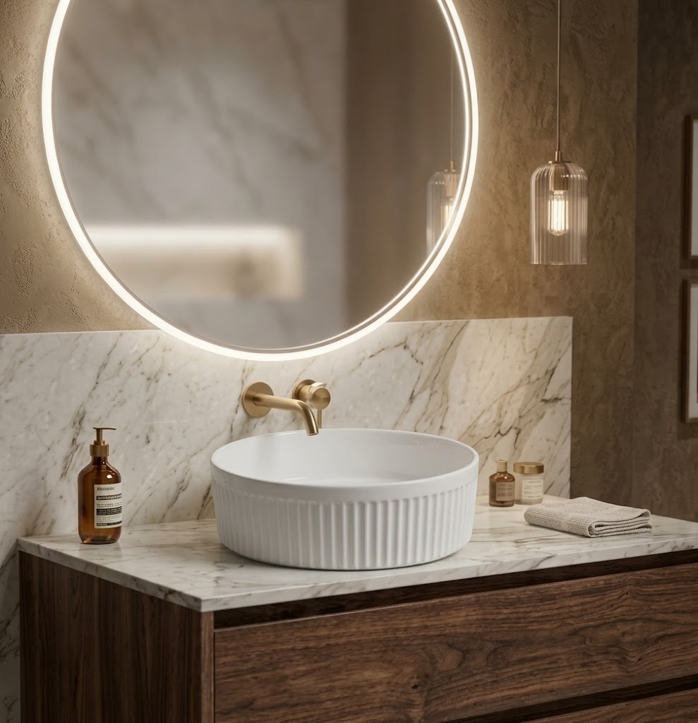 Fluted Round Counter Basins