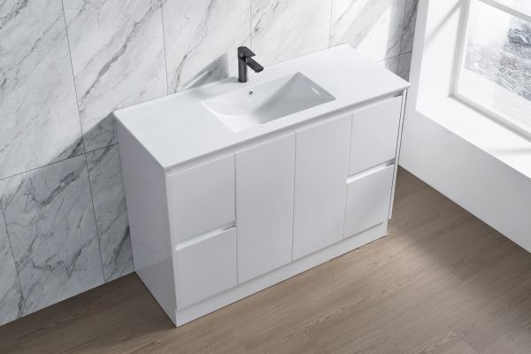 Floor Standing Minimalist Two Pack Vanity with Stone Top