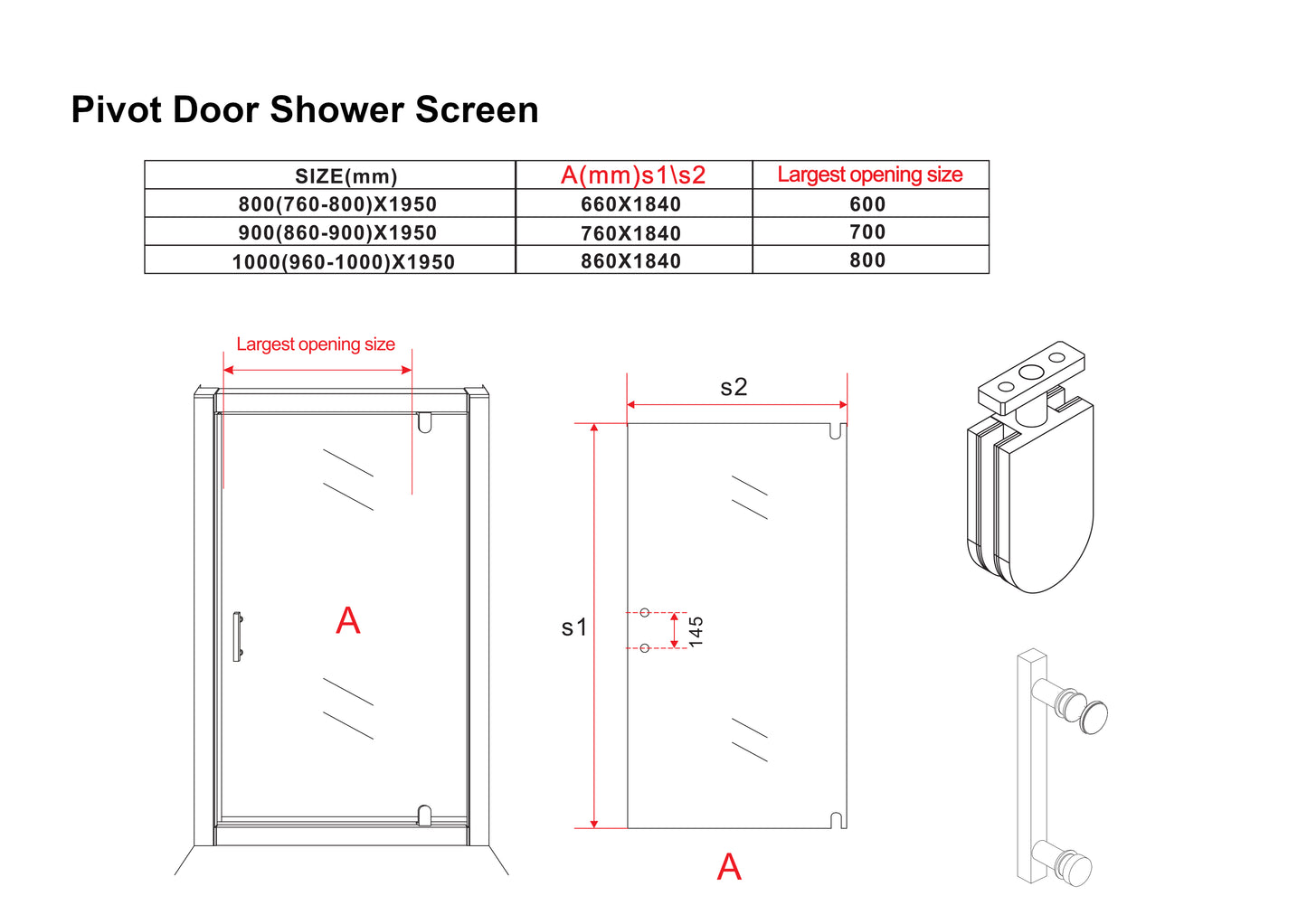 Pivot Door Shower Screen