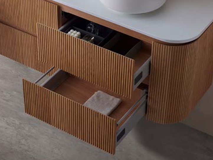 Bristol Collection - Fluted, Curved Wall Hung Vanity
