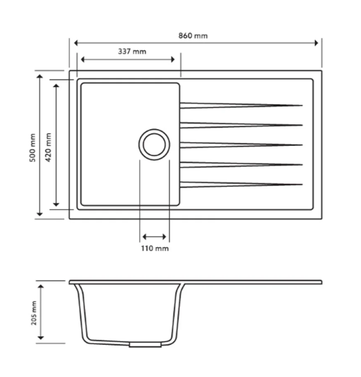 Carysil Vivaldi Granite Sink – 860 x 500 x 205mm