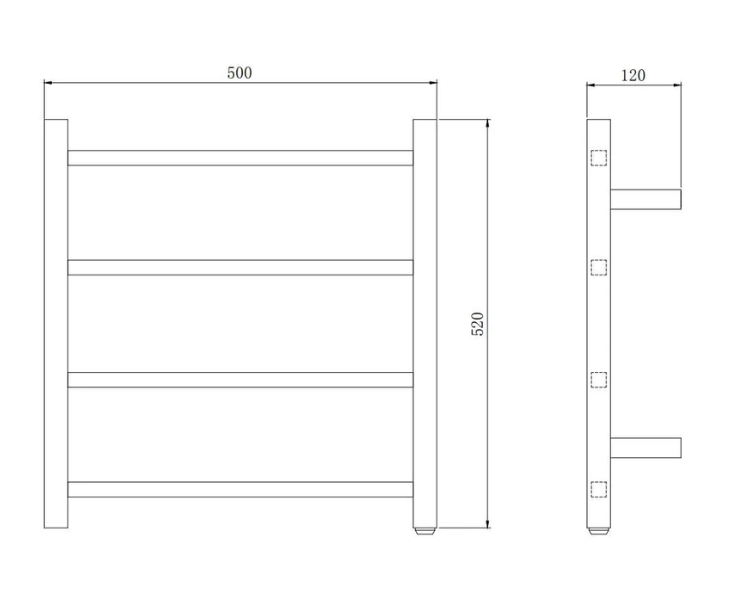 Square 4-Bar Electric Heated Towel Rail