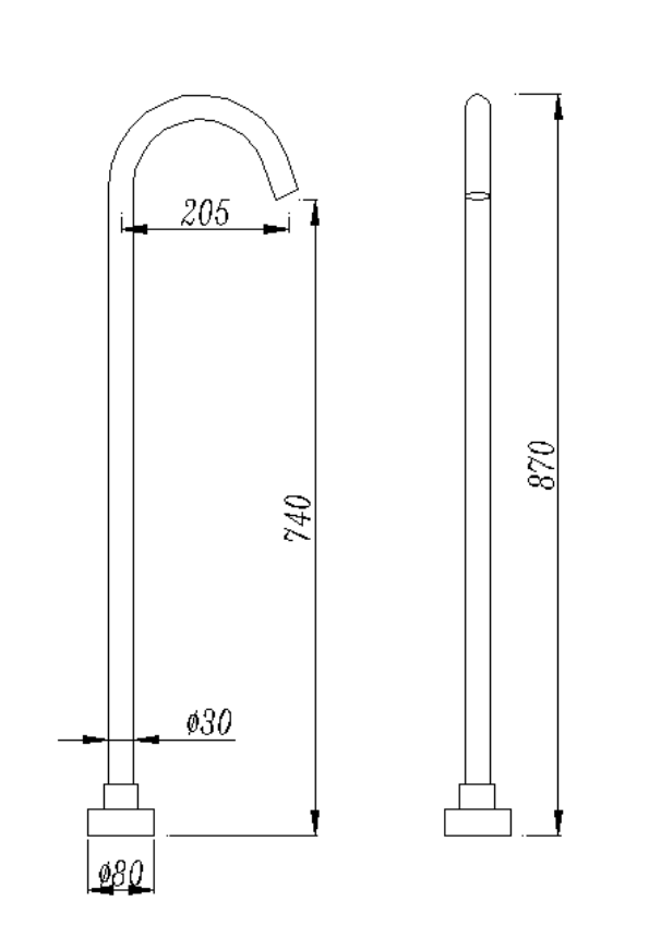 Round Floor Standing Bath Spout