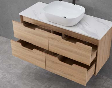 Mina Wall Hung Vanity Cabinet with Ceramic or Flat Stone Top