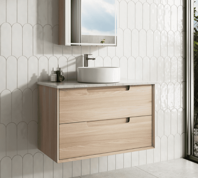 Mina Wall Hung Vanity Cabinet with Ceramic or Flat Stone Top