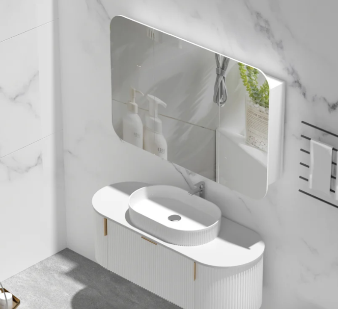 CARYSIL 1200x800mm Grand Matte White Shaving Cabinet