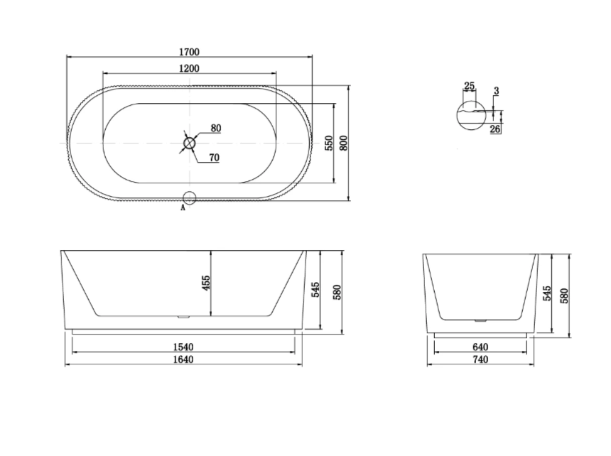 Berri Freestanding Fluted Bathtub