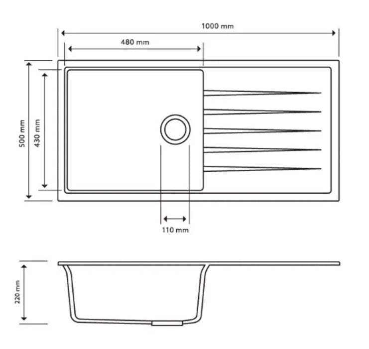 Carysil Vivaldi Granite Sink – 1000 × 500 × 220 mm