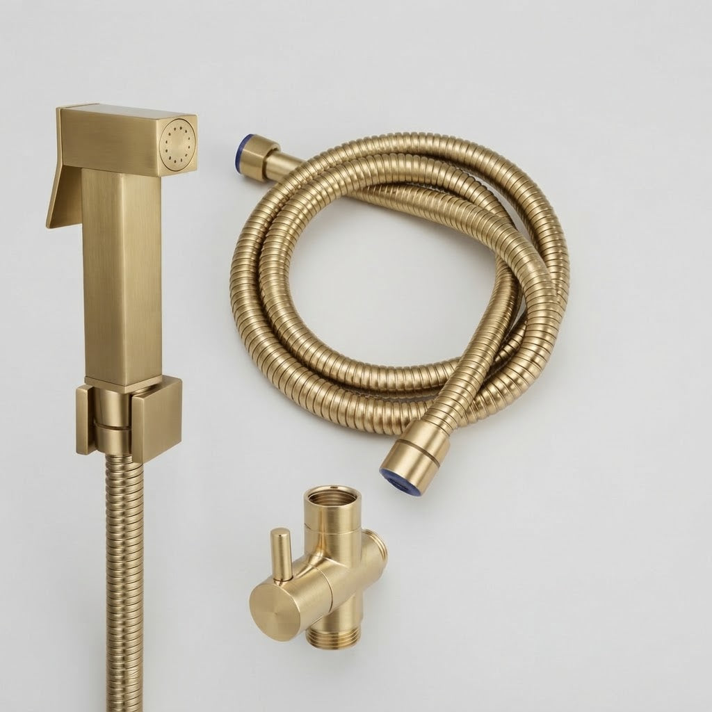 Square Brass Toilet Bidet Spray Set