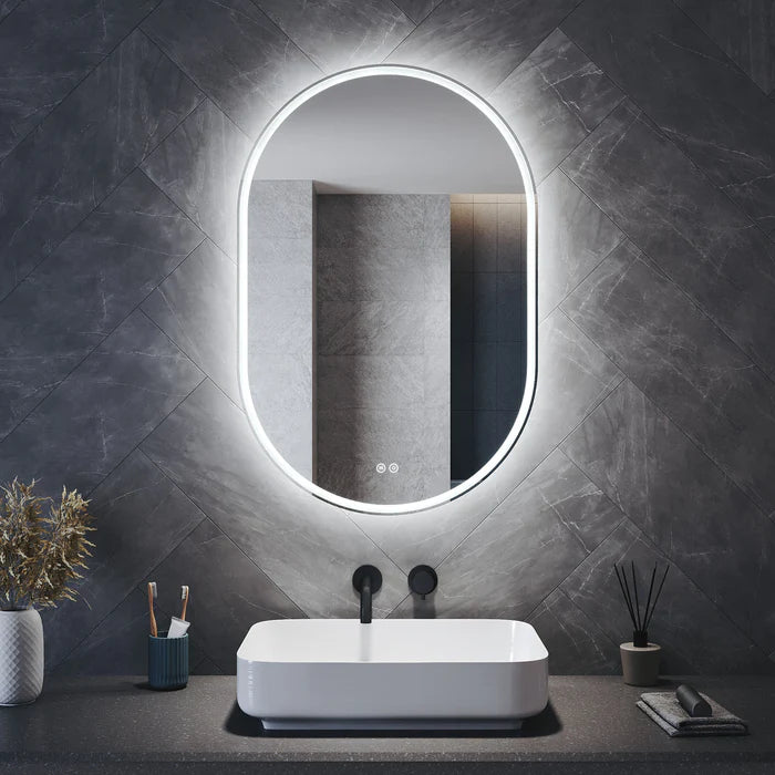 Oval LED Bathroom Mirror — 800×500×35 mm