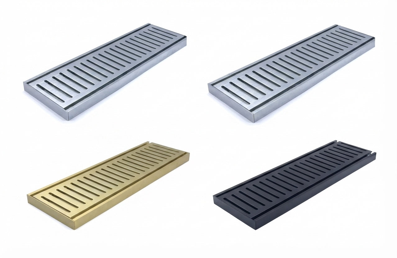 Muses Custom Cut Triple Anodised Aluminium Floor Grate & Drain (100mm Width)
