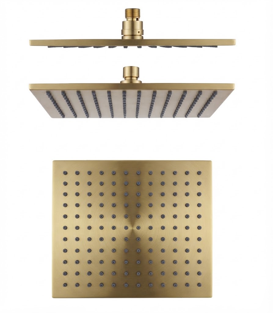 Square 250mm - Solid Brass Rainfall Shower Head