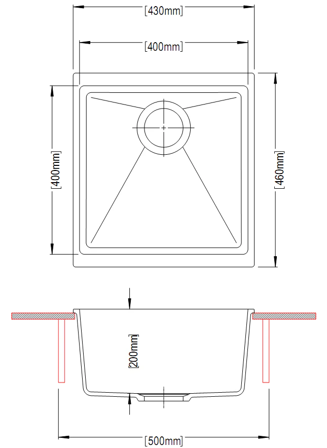 Carysil Enigma Granite Sink – 430 x 460 x 200mm