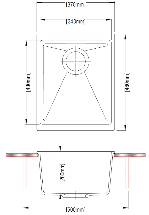 Carysil Enigma Granite Sink – 370 x 460 x 200mm