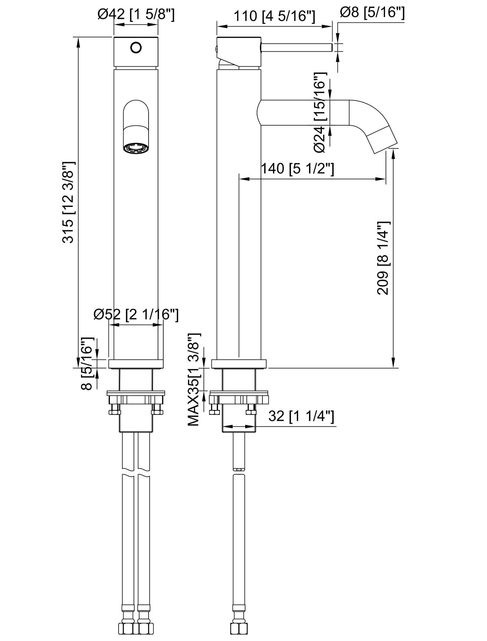 Tall Basin Mixer (Deck Mount Installation)