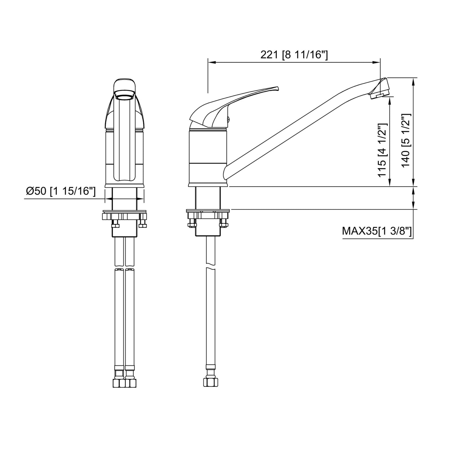 Luana Interiors - Kitchen Laundry Sink Mixer in 2 Selectable Colors (Swivel Spout)