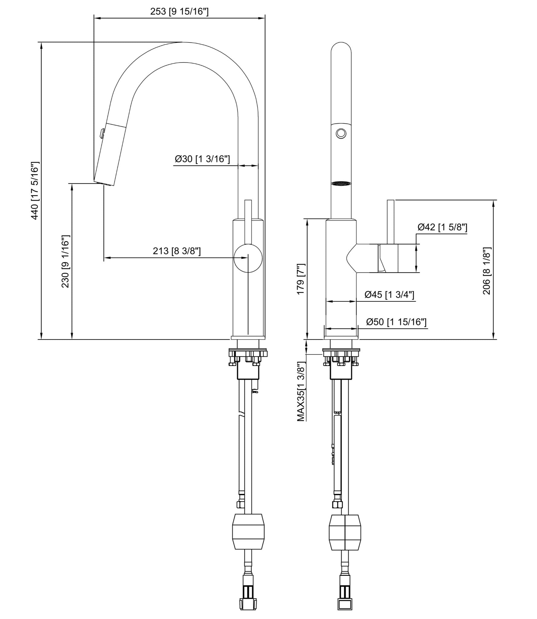 Contemporary Pull‑Out Kitchen Mixer Tap