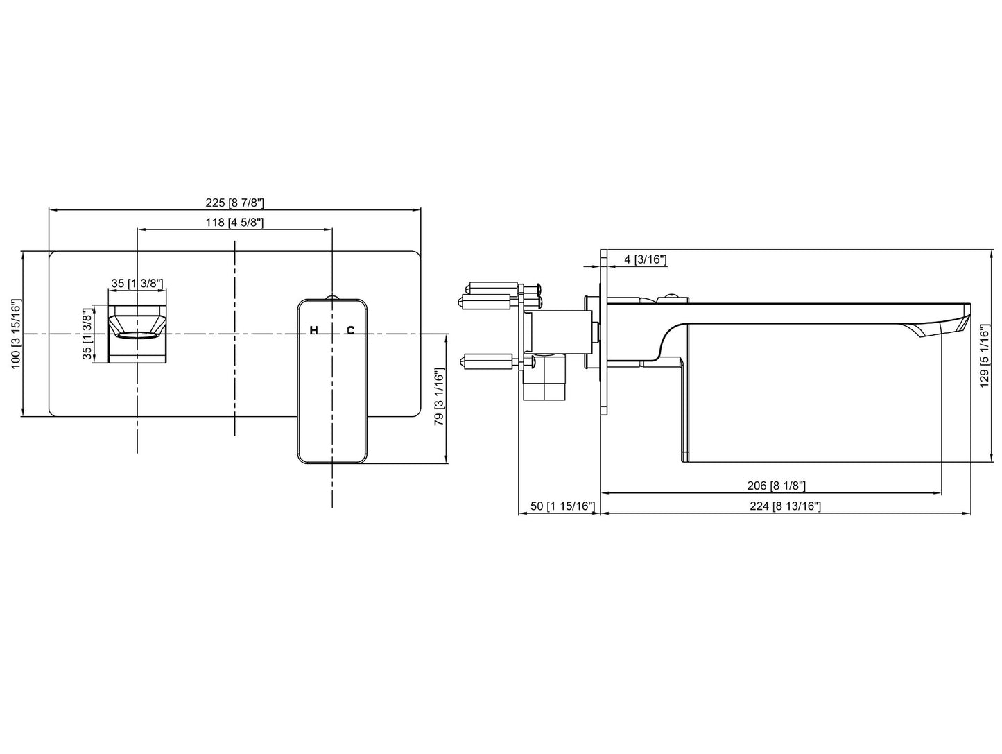 Luana Interiors - Wall Mount Basin Tap Set in 3 Selectable Colors