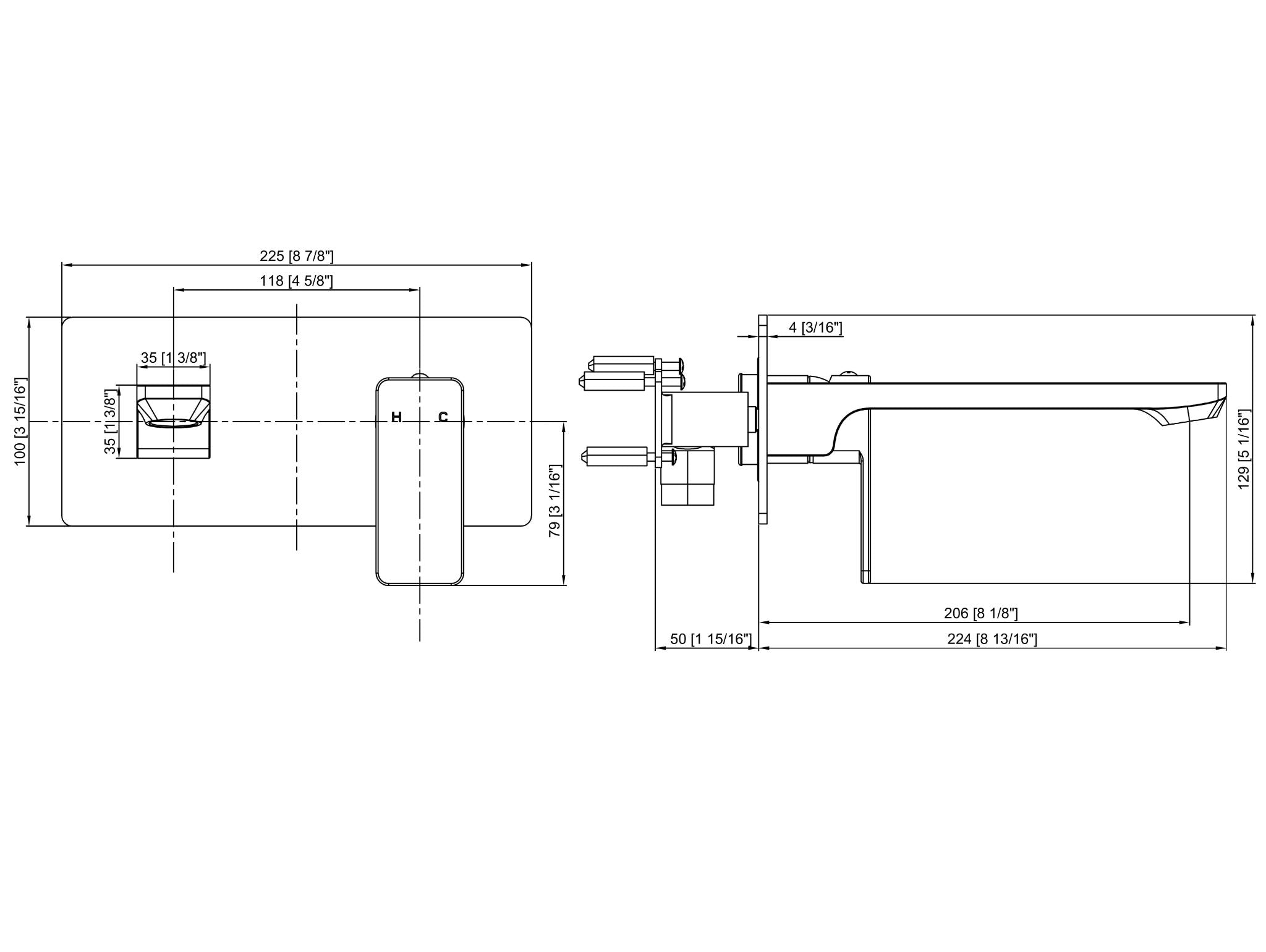 Wall Mount Basin Tap Set