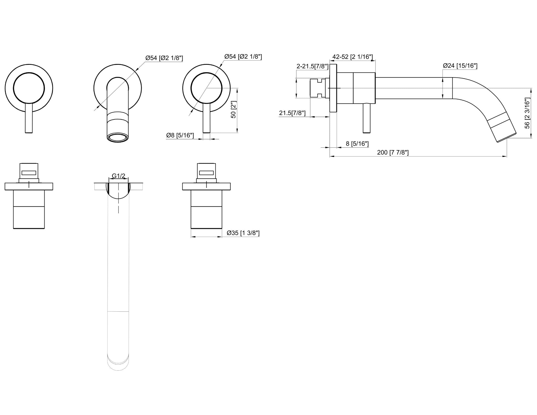 Wall Mount Basin Mixer in 3 Selectable Colours
