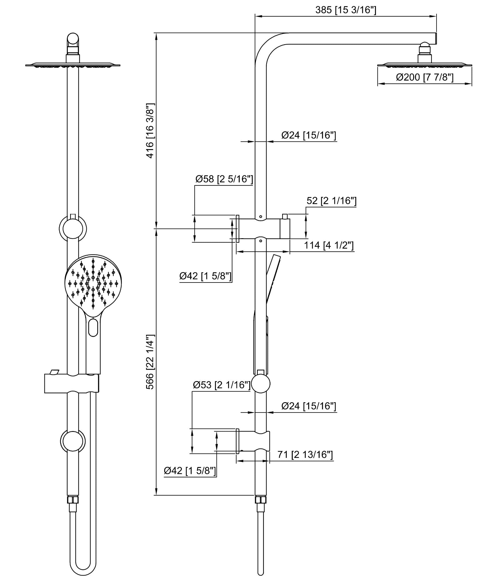 Round Multi Function Twin Rail Shower (Top inlet)