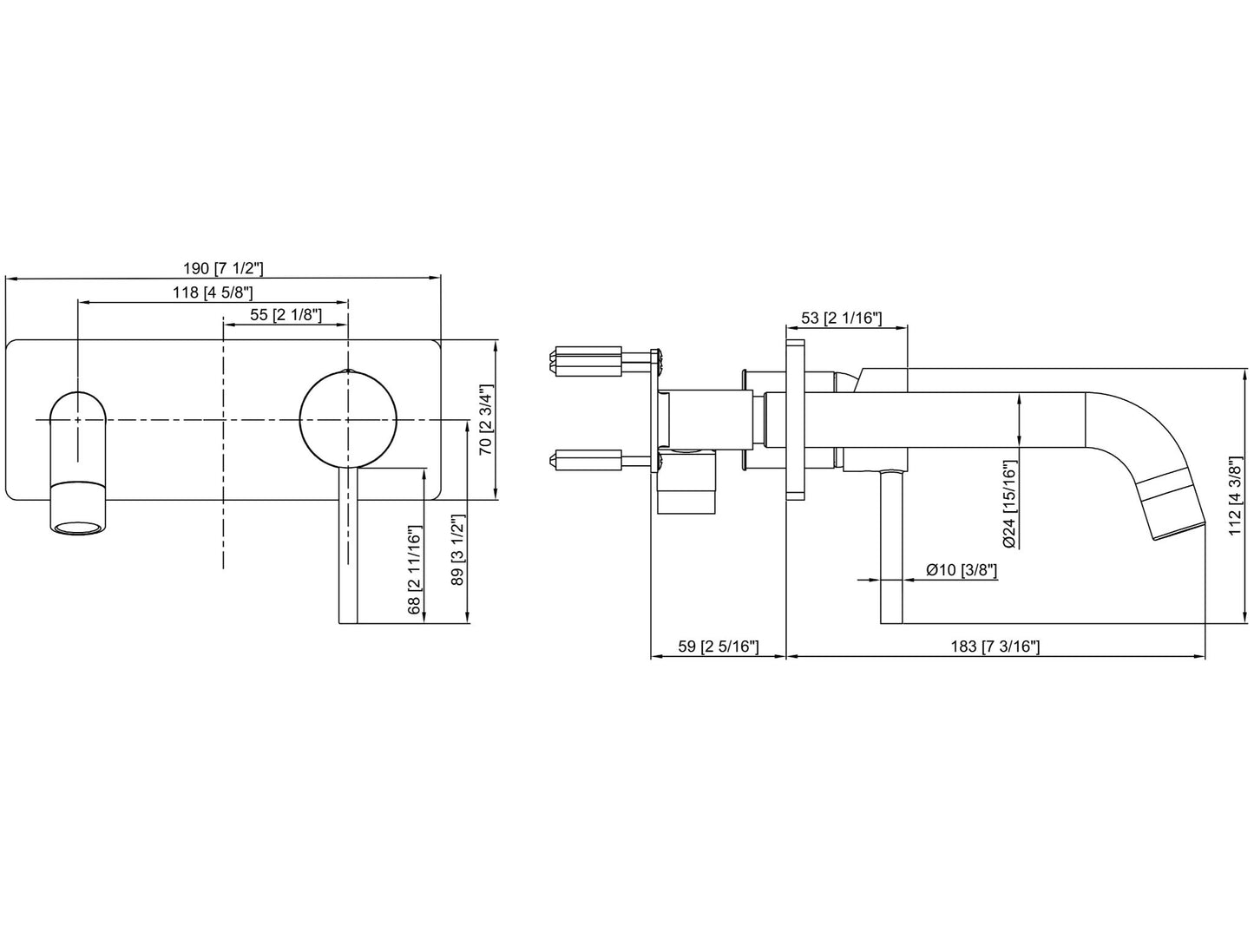 Luana Interiors - Wall Mount Basin Mixer Tap in 3 Selectable Colors