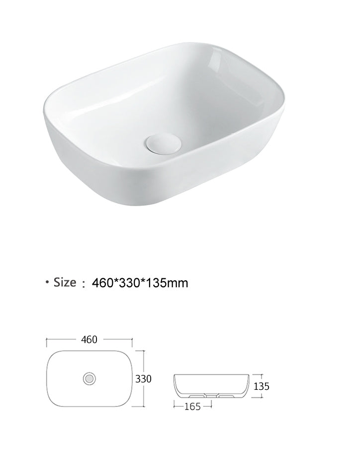 Luana Interiors - Counter Top Basin (460mm*330mm*135mm)
