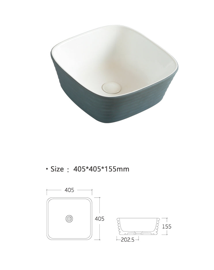 Luana Interiors - Counter Top Basin Light Grey with Texture(405mm*405mm*155mm)