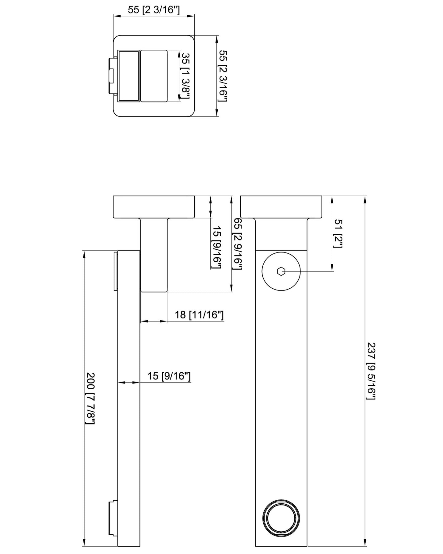 Luana Interiors -Swivel Square Bath Spout in 3 Selectable Colors