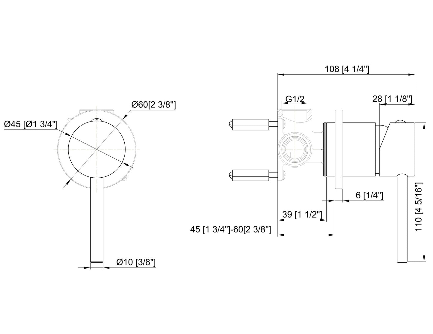 Luana Interiors -Round Bath Shower Mixer in 3 Selectable Colors (Slim Trim)