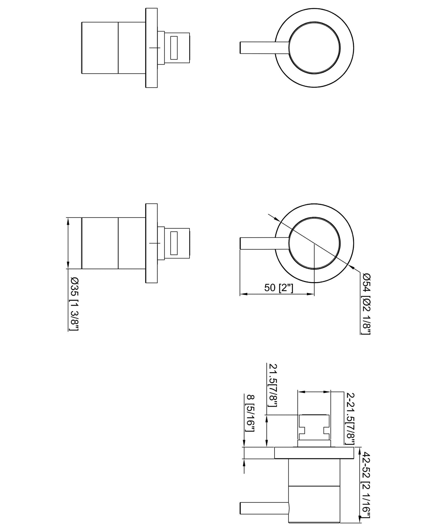 Luana Interiors -Round Bath Shower Taps in 3 Selectable Colors (Slim Trim)
