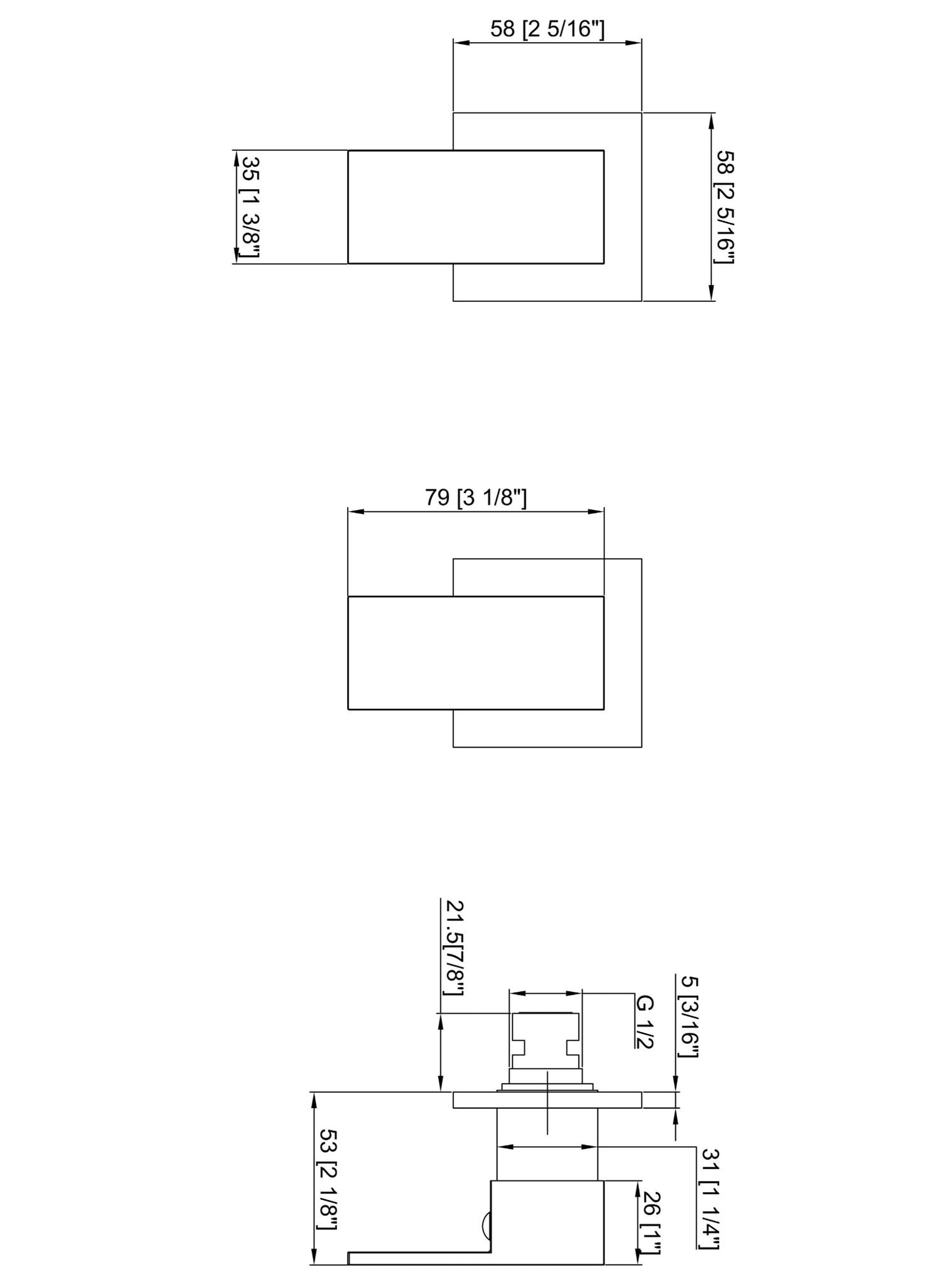 Luana Interiors -Square Bath Shower Taps in 3 Selectable Colors (Slim Trim)