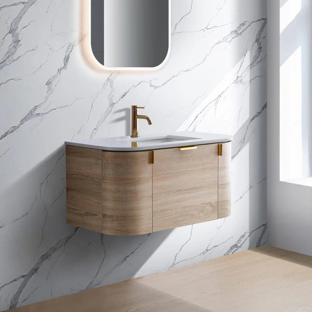 Plateau Collection — Wall Hung Vanity with Flat Stone Top