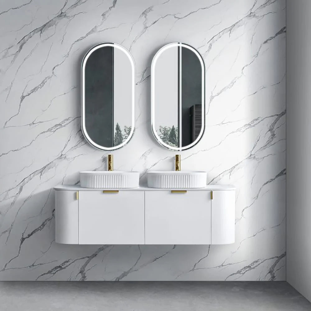 Plateau Collection — Wall Hung Vanity with Flat Stone Top