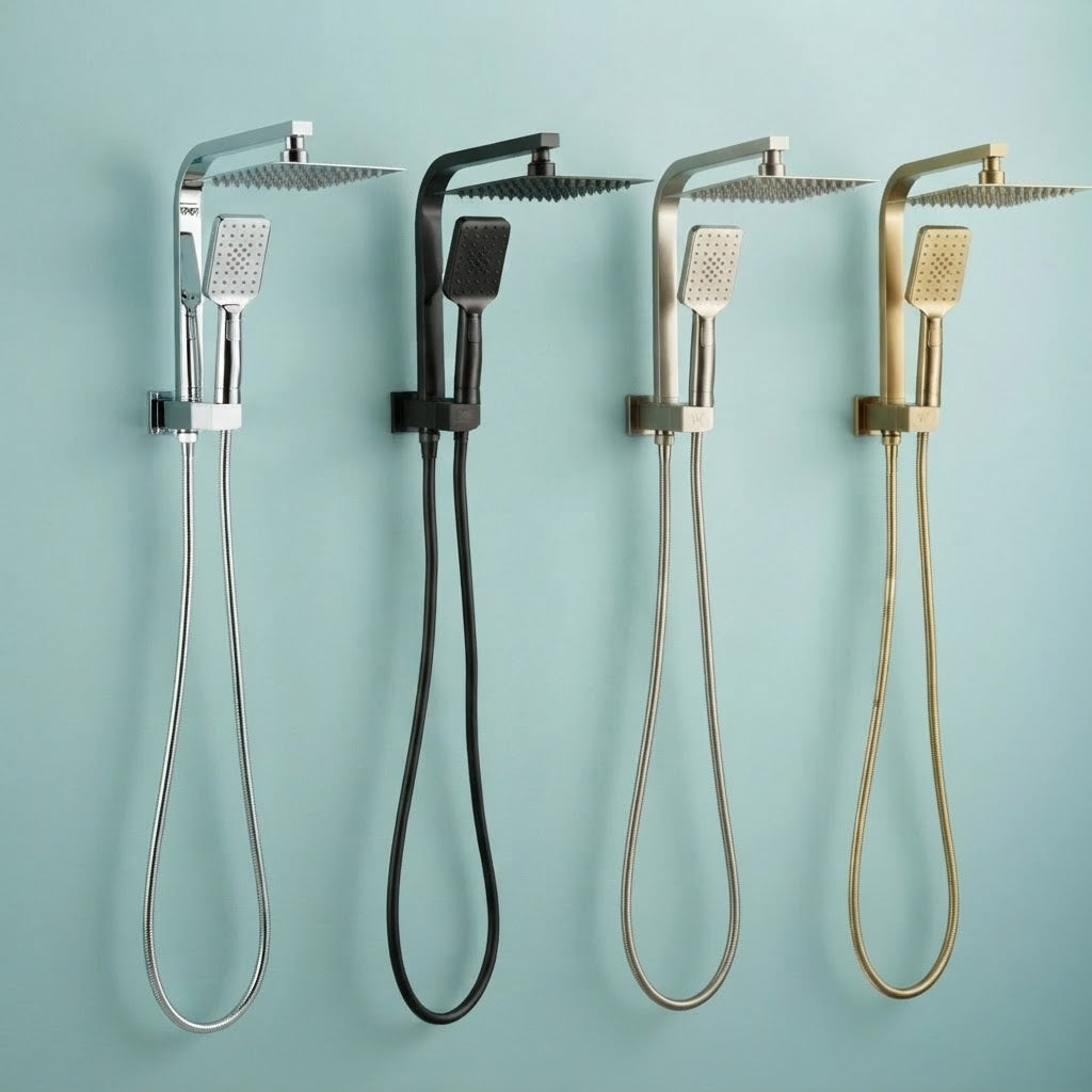 Square Multi‑Function Twin Half Rail Shower (Bottom Inlet)