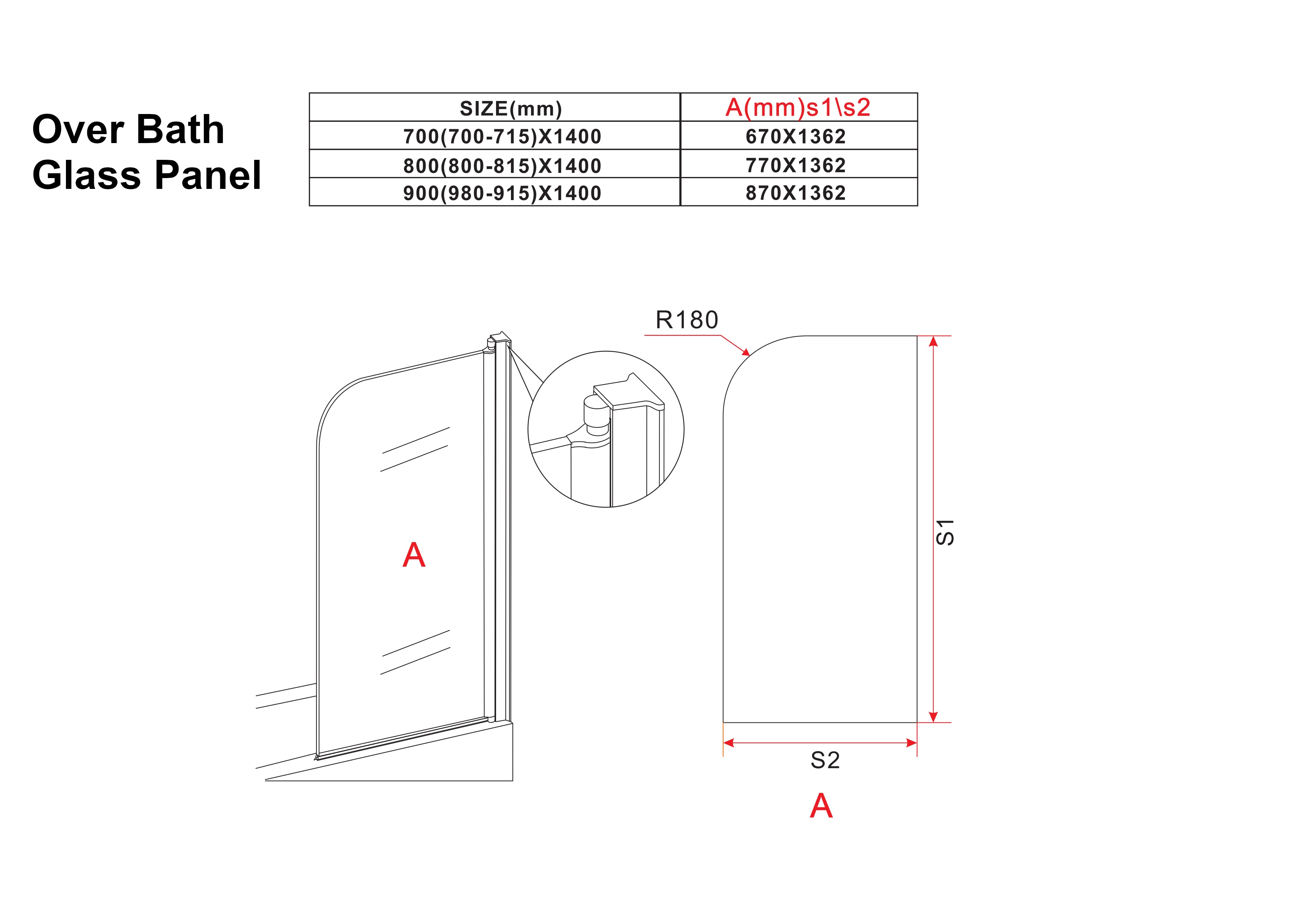 Over Bath Glass Swing Panel