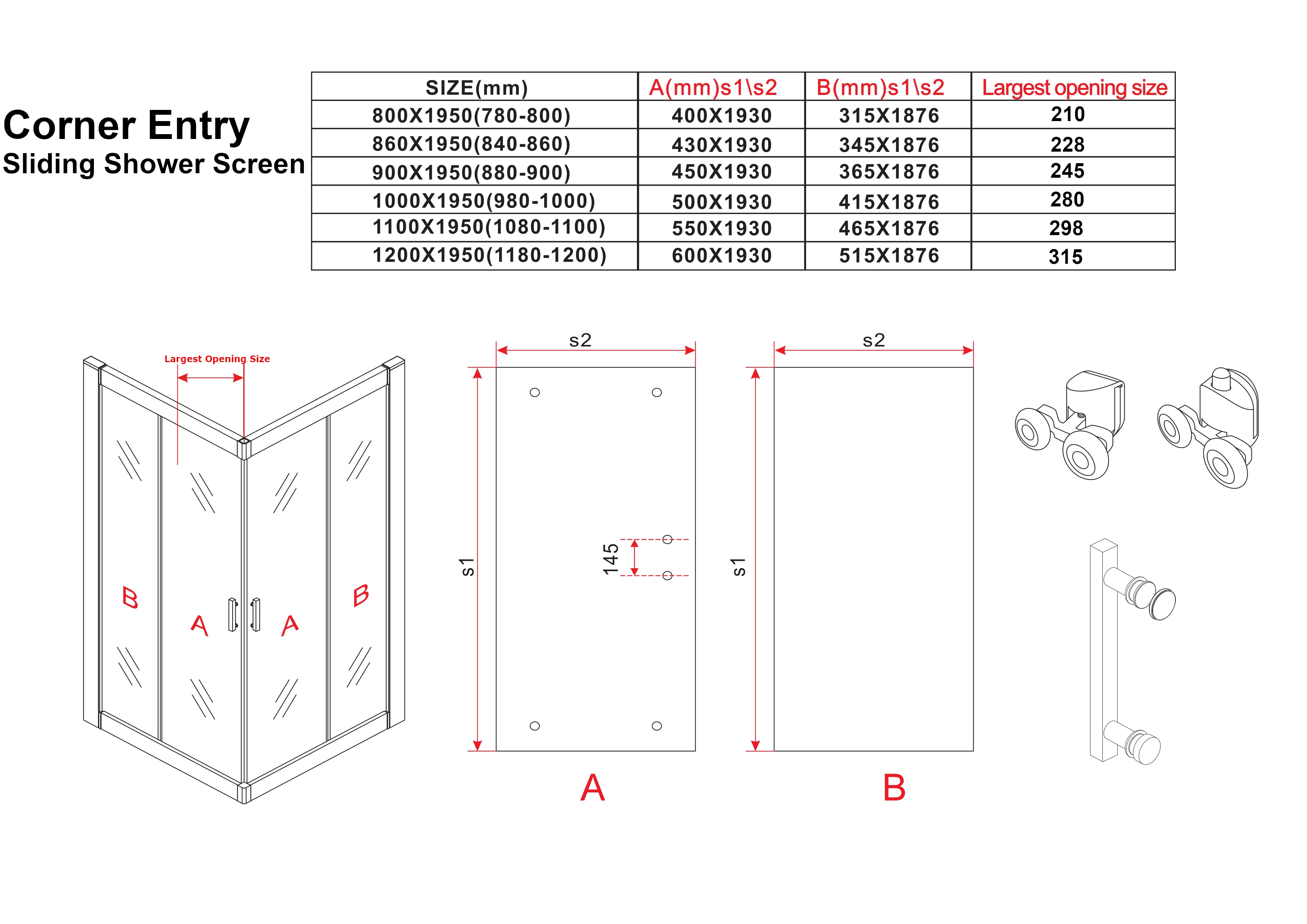 Corner Entry Sliding Shower Screen