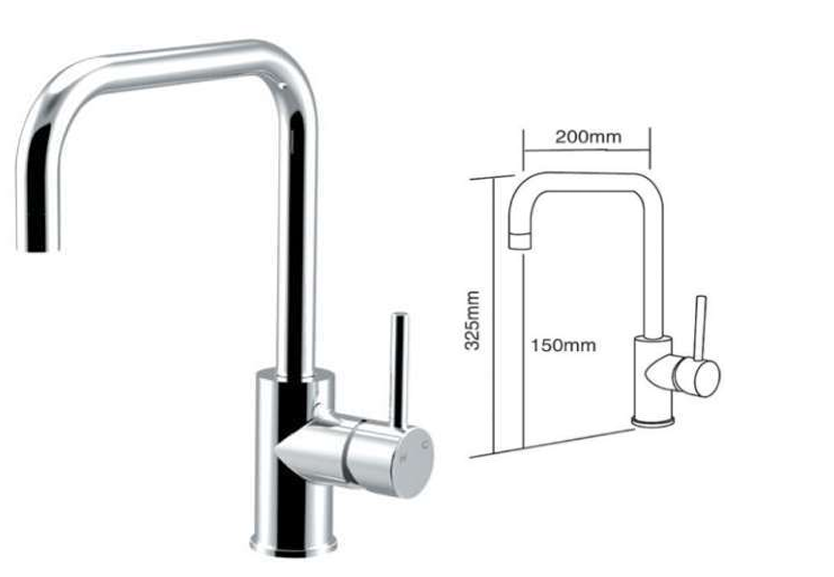 Luana interiors - Square Gooseneck Kitchen & Laundry Mixer