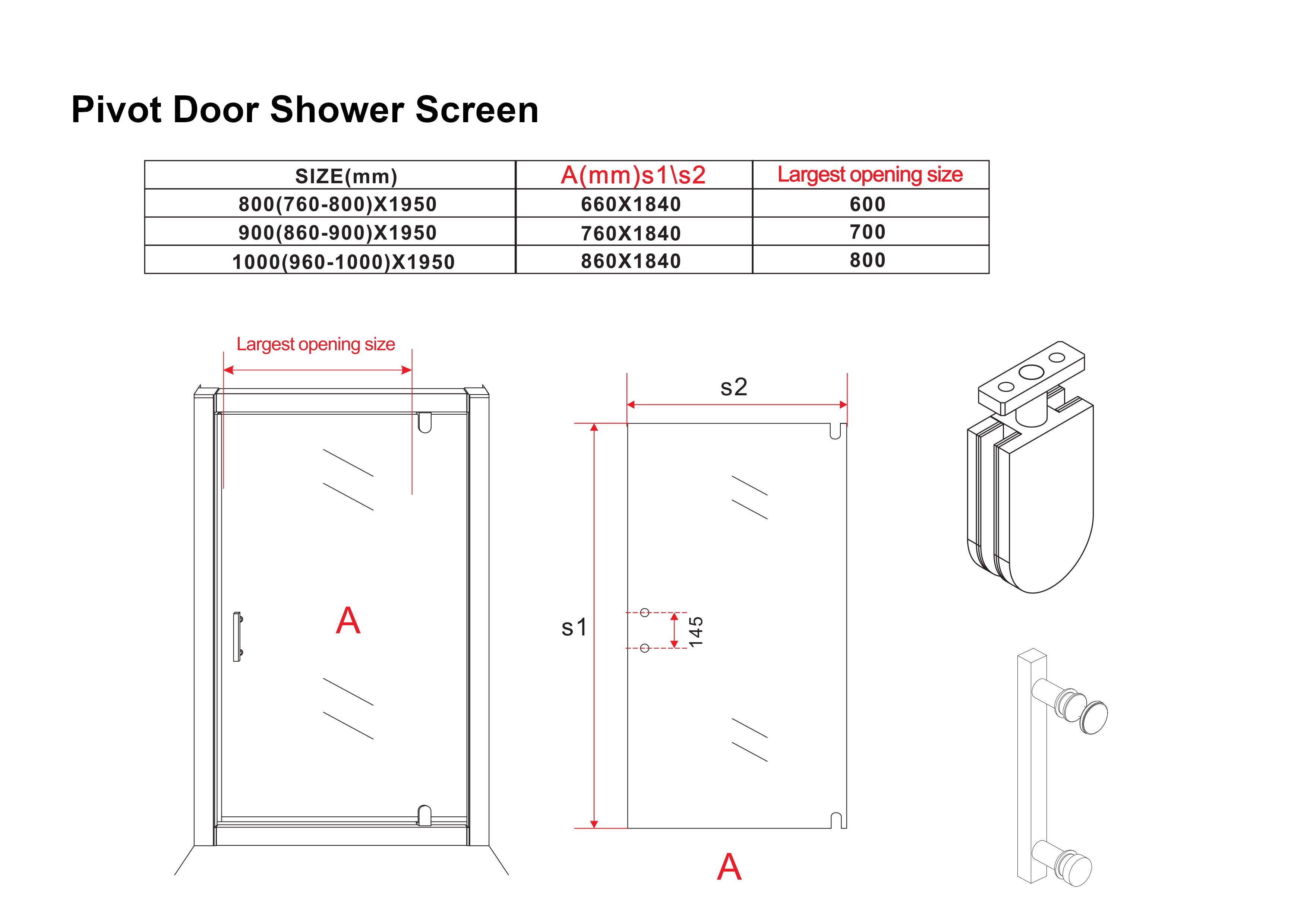 Pivot Door Shower Screen