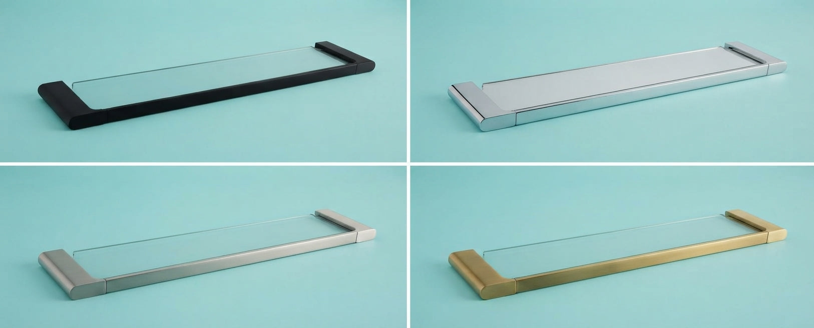 Premium 550mm Tempered Glass Shower Shelf – Wall Mounted Storage