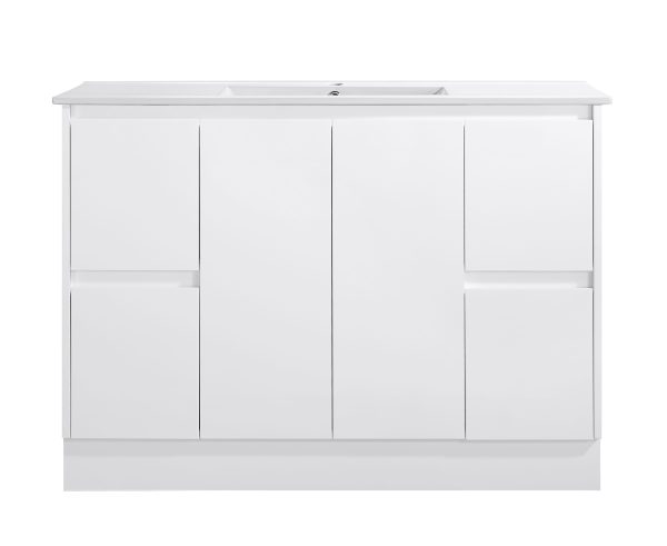 Floor Standing Minimalist Two Pack Vanity with Ceramic Top