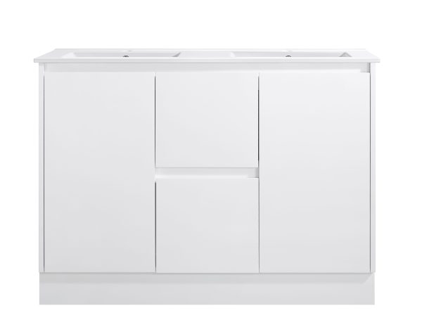 Floor Standing Minimalist Two Pack Vanity with Ceramic Top