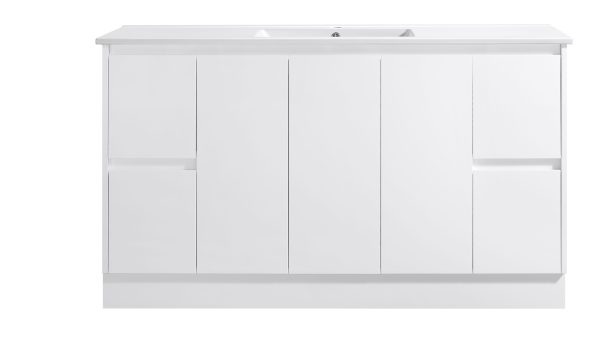 Floor Standing Minimalist Two Pack Vanity with Ceramic Top