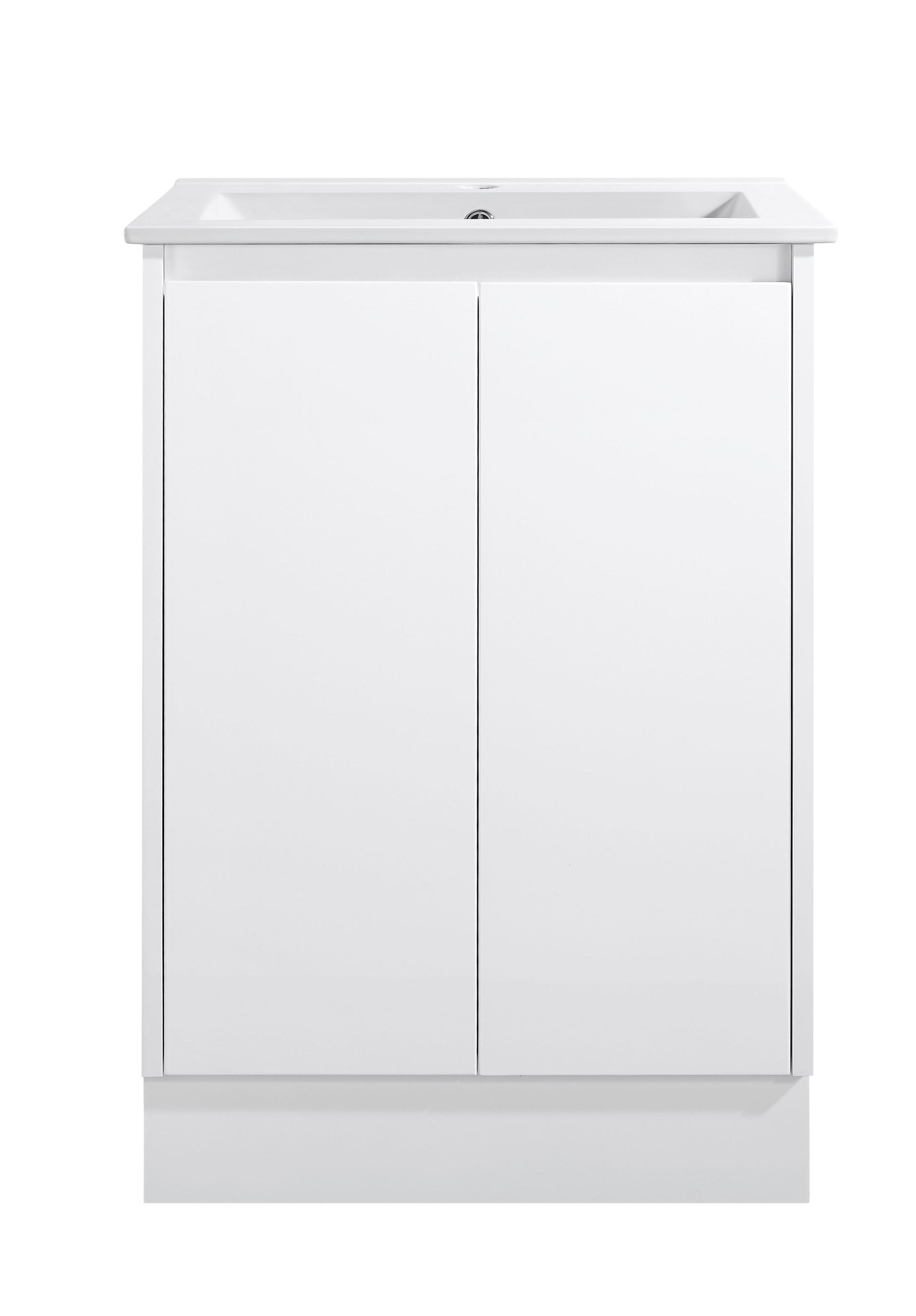 Floor Standing Minimalist Two Pack Vanity with Ceramic Top