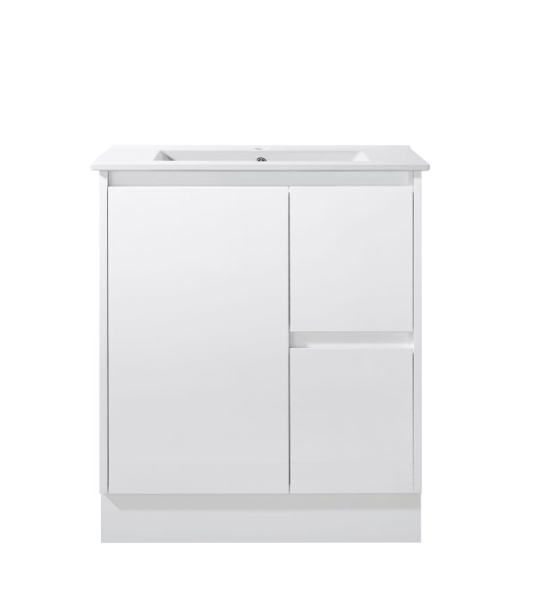 Floor Standing Minimalist Two Pack Vanity with Ceramic Top