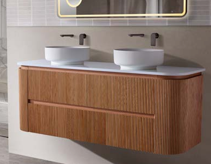 Bristol Collection - Fluted, Curved Wall Hung Vanity