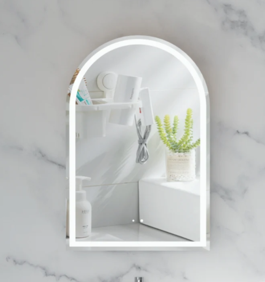 Carysil Imperial LED Shaving Cabinet — 450×900mm (Matte White, Arch Mirror)